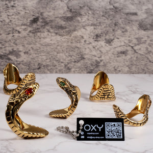 Snake Head Glans Ring - 24k Gold Platted