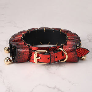Real SnakeSkin Female Submissive Collar - Service Bell