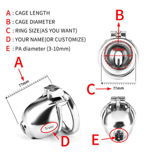 Dominion PA – Custom Steel Chastity Cage with Integrated PA Lock - Oxy - shop