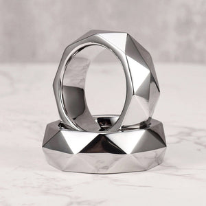 Premium Hexagonal Glans Ring (Hand Polished) - Steel & Titanium | Gold & Rainbow - Oxy-shop