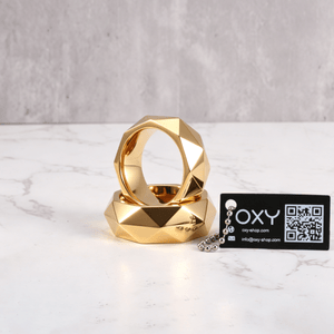 Premium Hexagonal Glans Ring (Hand Polished) - Steel & Titanium | Gold & Rainbow - Oxy-shop