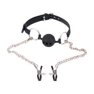 Ball gag with Nipple clamps - Oxy-shop