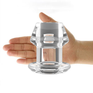 Huge Hollow Tunnel butt Plug - Black & Clear - Oxy-shop