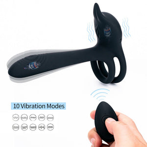 Vibrating Dual Cock Ring - Vagina G Spot Massager - Oxy-shop