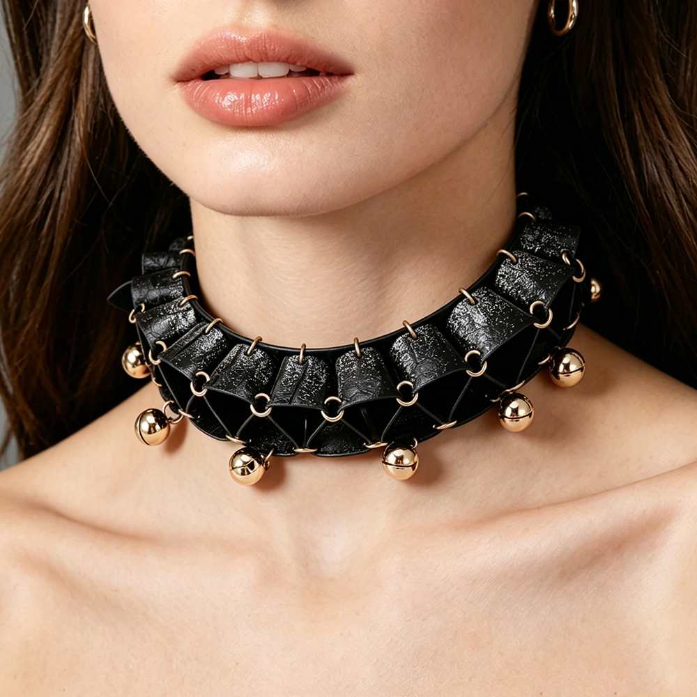 Real SnakeSkin Female Submissive Collar - Service Bell