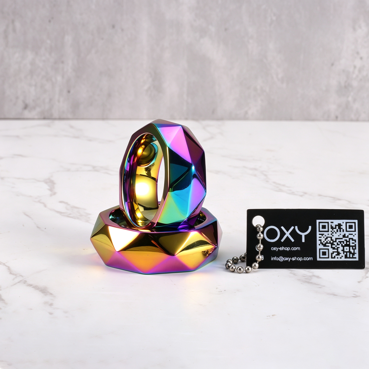 Premium Hexagonal Glans Ring (Hand Polished) - Steel & Titanium | Gold & Rainbow