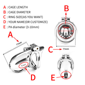 Obsidian PA – Custom Steel Chastity Cage with Integrated PA Lock