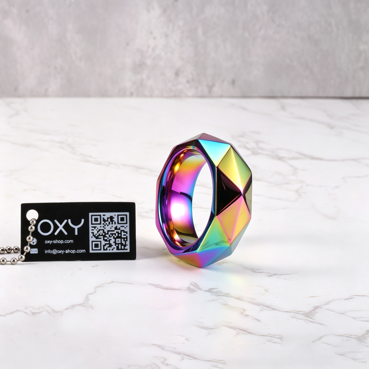 Premium Hexagonal Glans Ring (Hand Polished) - Steel & Titanium | Gold & Rainbow