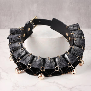 Real SnakeSkin Female Submissive Collar - Service Bell