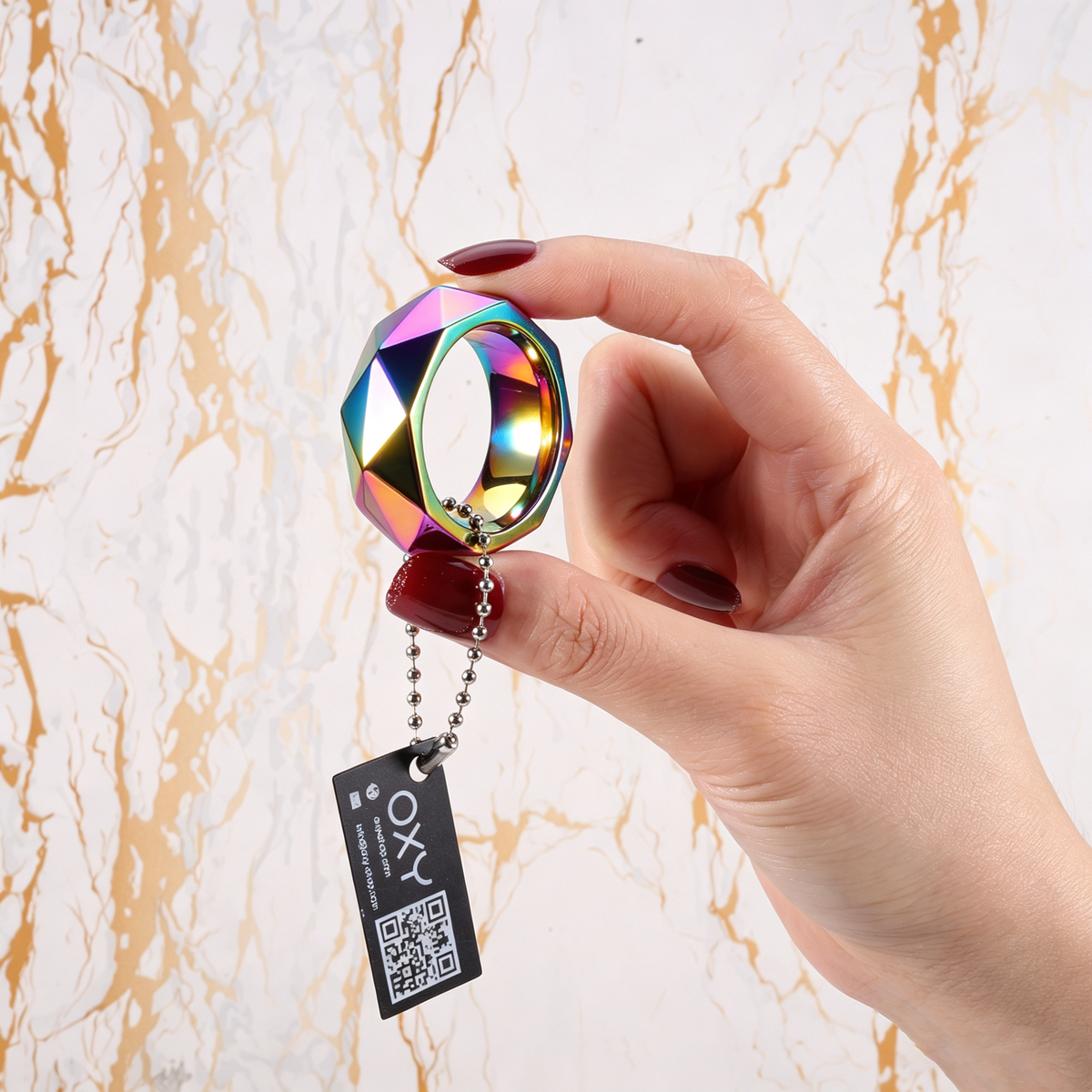 Premium Hexagonal Glans Ring (Hand Polished) - Steel & Titanium | Gold & Rainbow