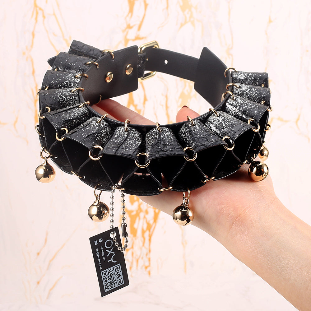 Real SnakeSkin Female Submissive Collar - Service Bell