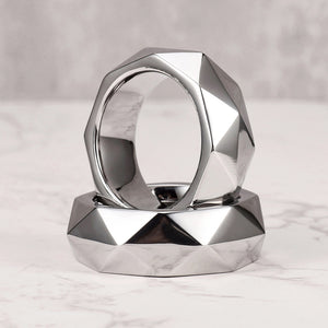 Premium Hexagonal Glans Ring (Hand Polished) - Steel & Titanium | Gold & Rainbow