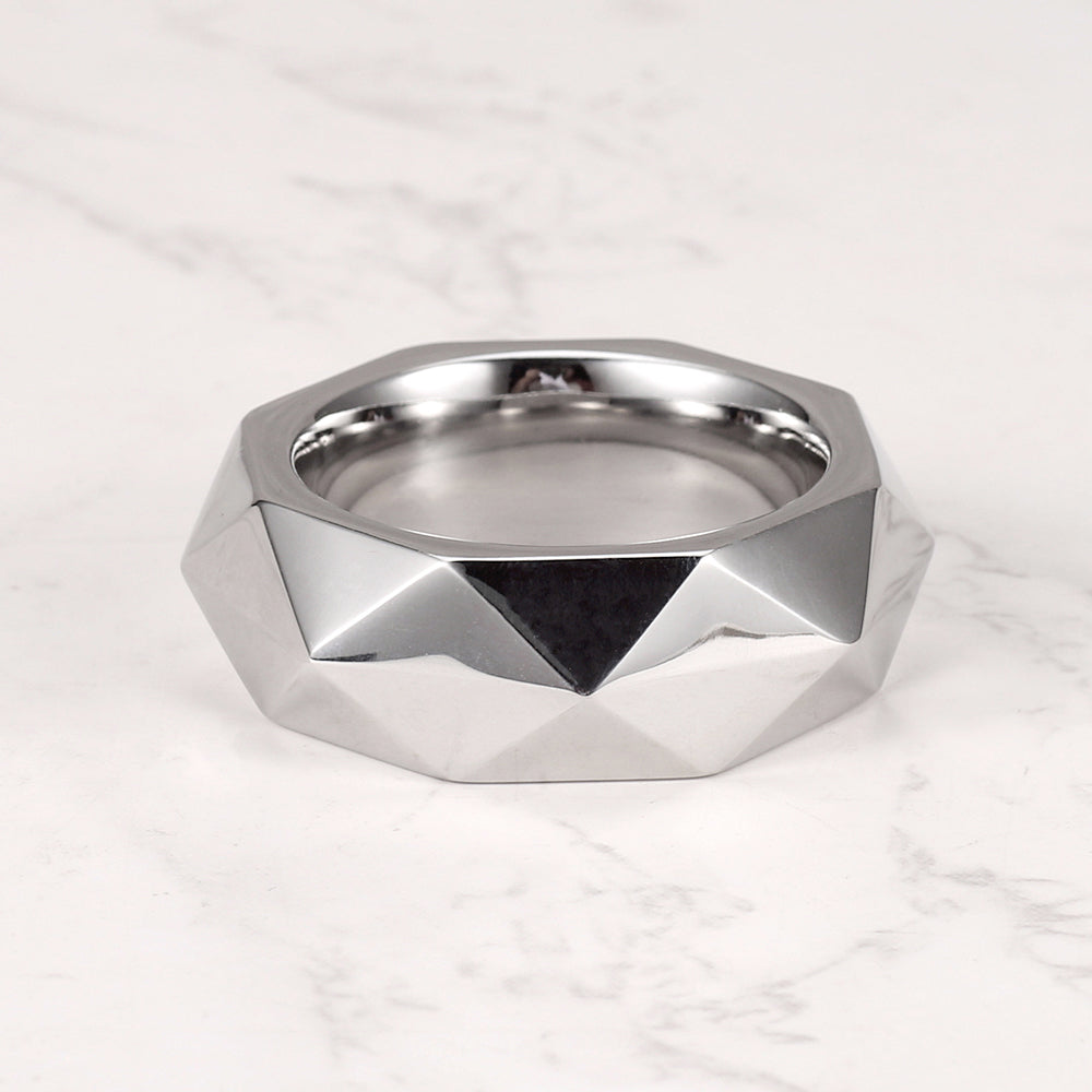 Premium Hexagonal Glans Ring (Hand Polished) - Steel & Titanium | Gold & Rainbow
