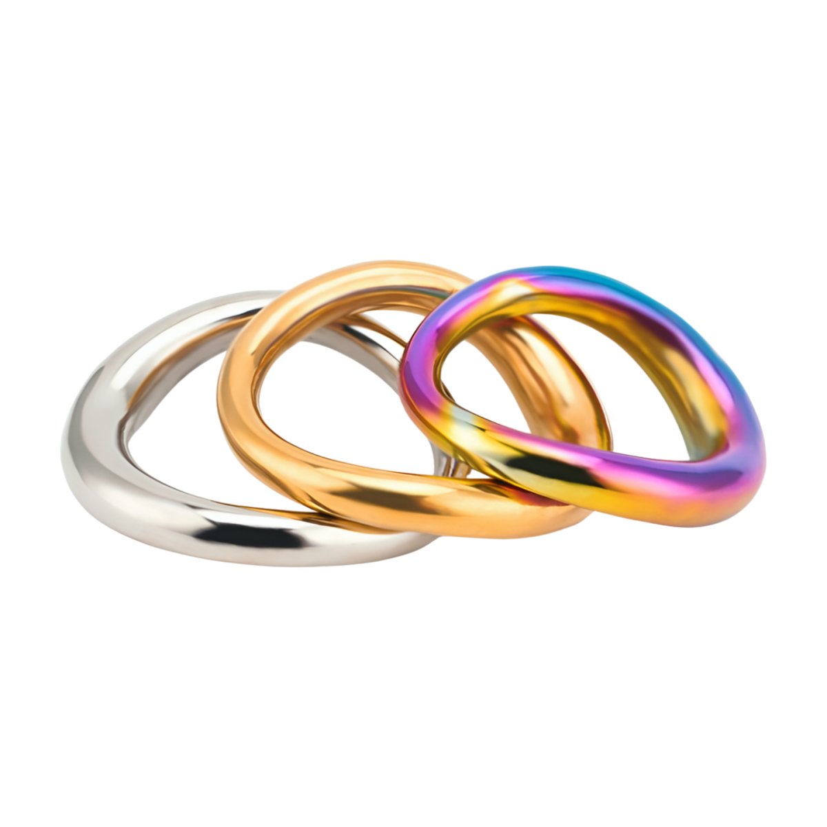 Ergonomic Steel, Gold or Rainbow cock ring - Oxy-shop