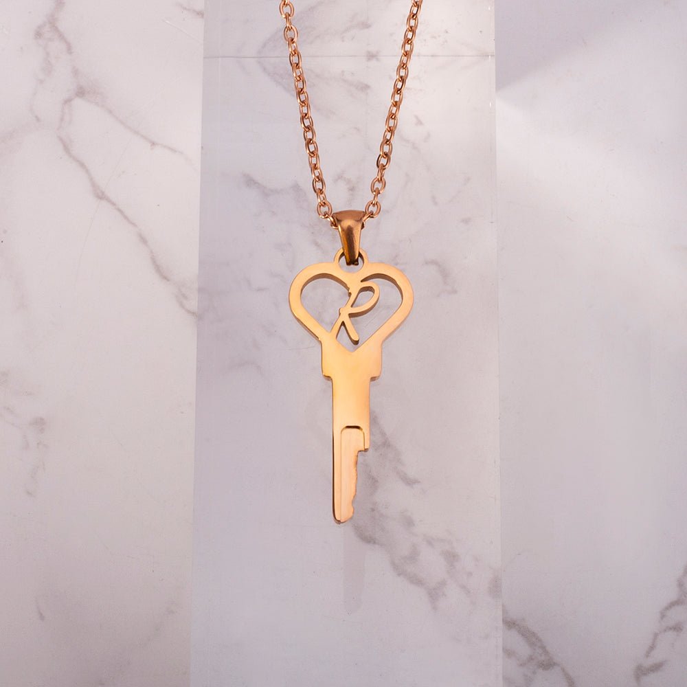 "From A to Z" - Personalized Heart Shaped Key Necklace - Oxy - shop