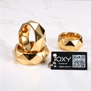 Premium Hexagonal Glans Ring (Hand Polished) - Steel & Titanium | Gold & Rainbow - Oxy-shop