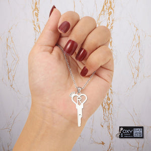 Queen Heart Shaped Key Necklace - Personalized Letters - Oxy - shop