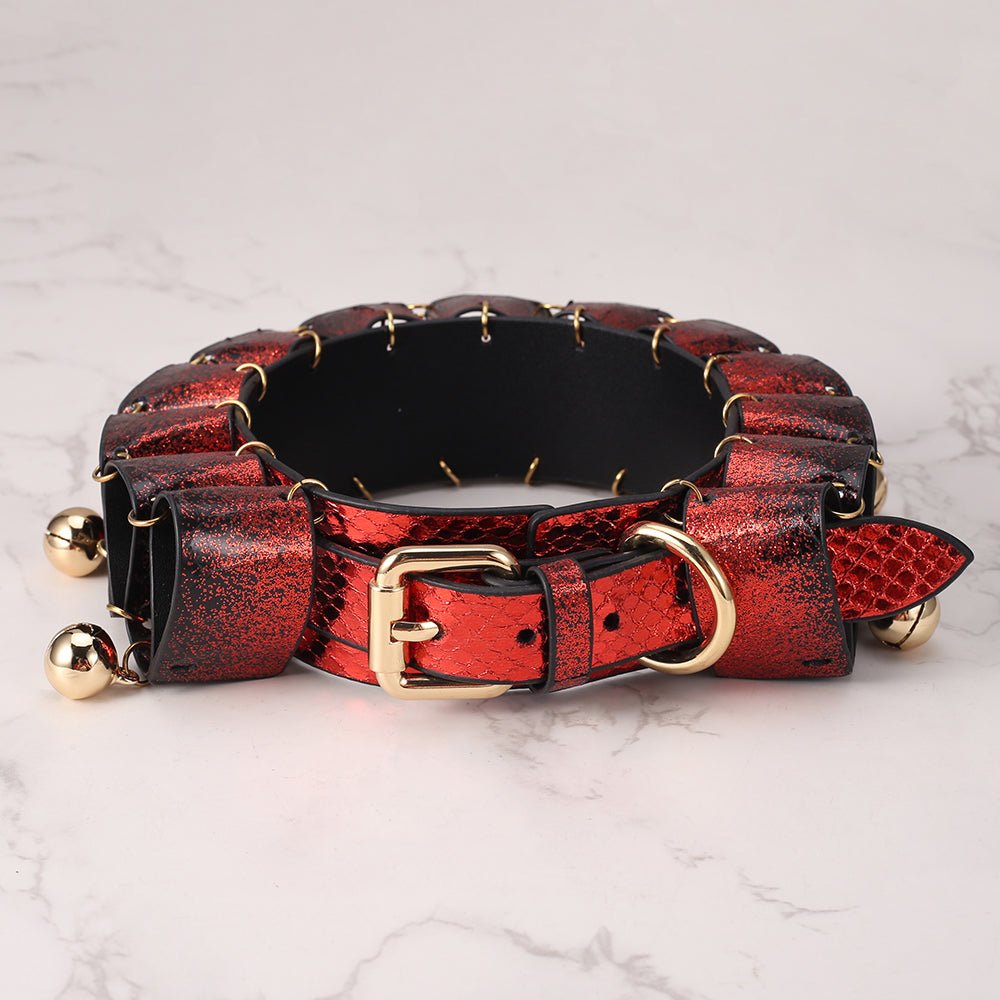 Real SnakeSkin Female Submissive Collar - Service Bell - Oxy-shop