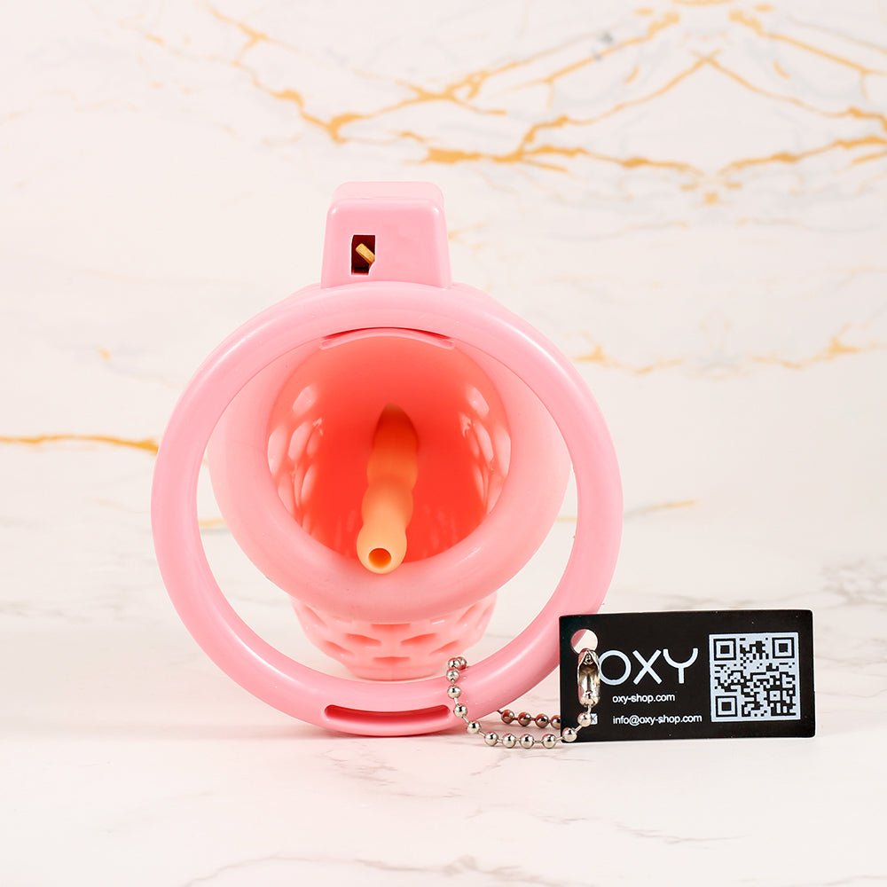 Sissy’s Pink Prison – Lockable Male Chastity Cage in Pink - Oxy - shop