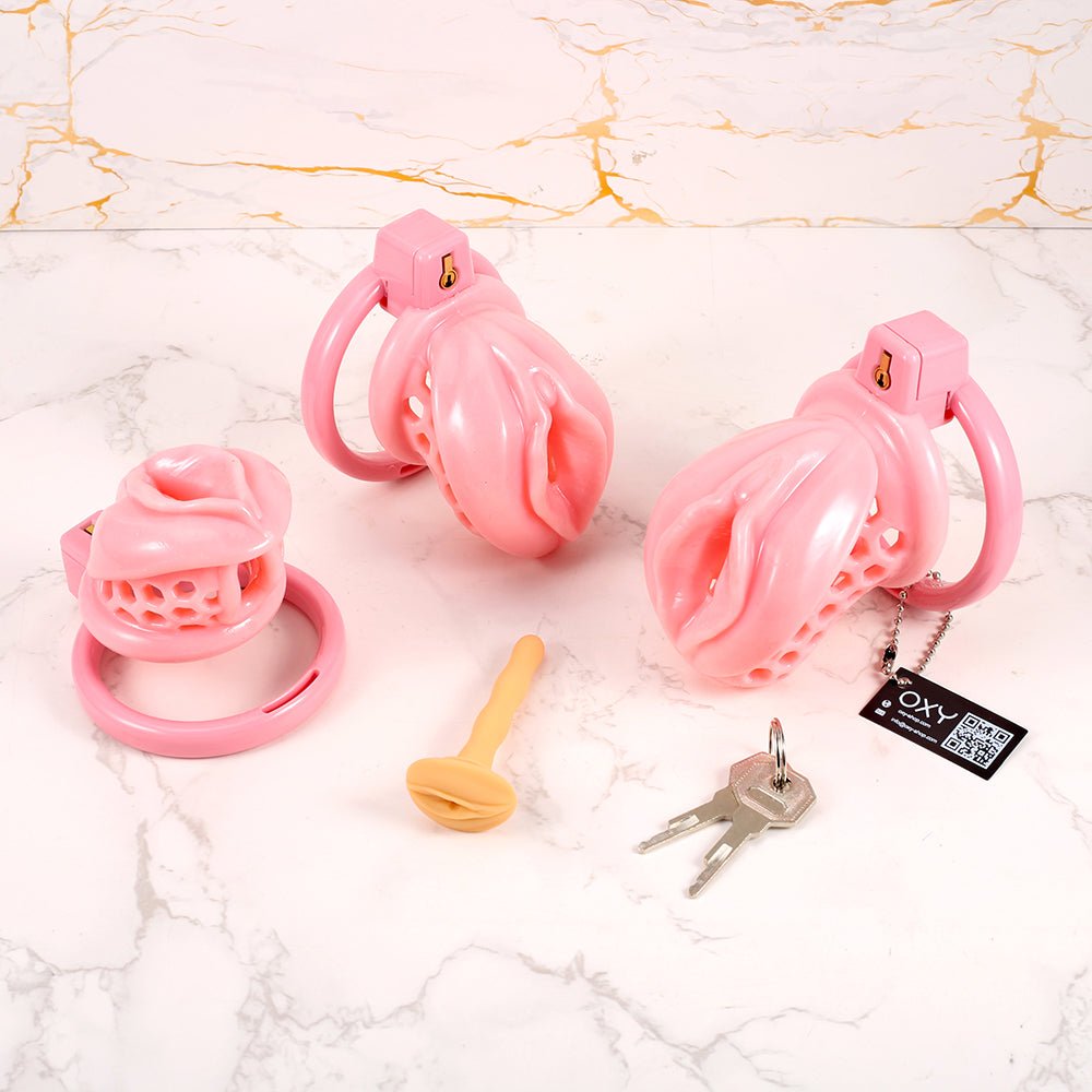 Sissy’s Pink Prison – Lockable Male Chastity Cage in Pink - Oxy - shop