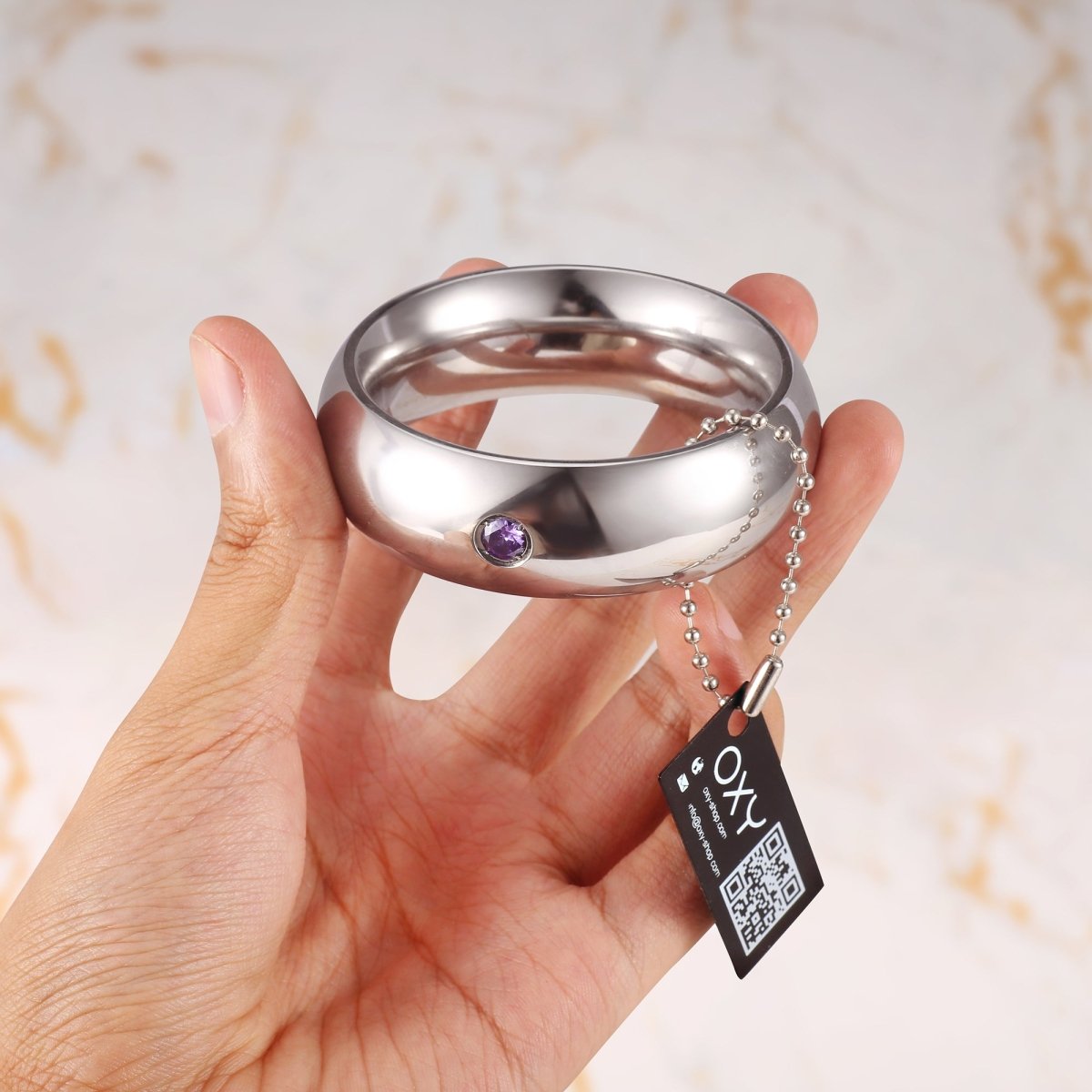 Stainless Steel Jeweled Cock Rings – 4 Sizes | Luxury Hard Steel with Incrusted Gem - Oxy - shop