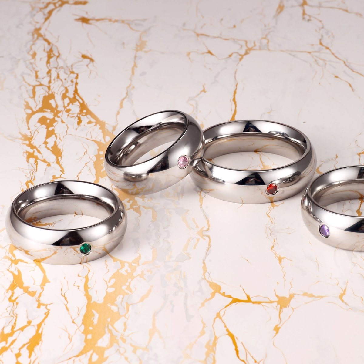 Stainless Steel Jeweled Cock Rings – 4 Sizes | Luxury Hard Steel with Incrusted Gem - Oxy - shop