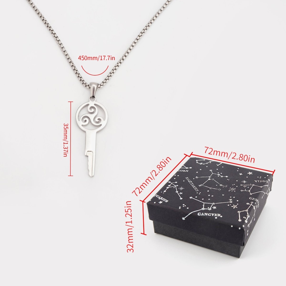 Triskelion Chastity Key Necklace - Gold & Steel - Oxy-shop