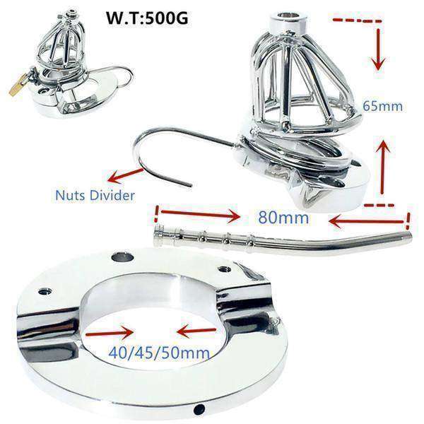 2-in-1 Ball Stretcher Cock Cage with Catheter CH06 - Oxy-shop