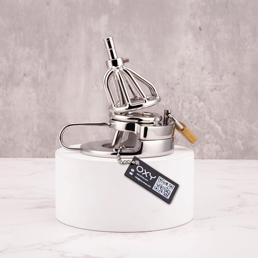 2-in-1 Ball Stretcher Cock Cage with Catheter CH06 - Oxy-shop