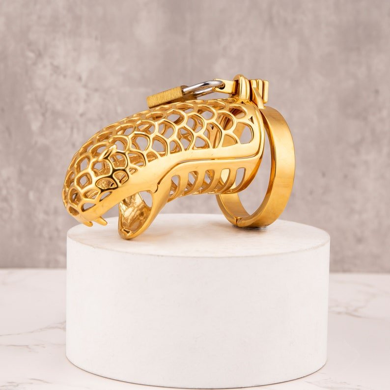 24K Gold Dragon Chastity FLAT Ring 3.34" / 85mm - Oxy-shop