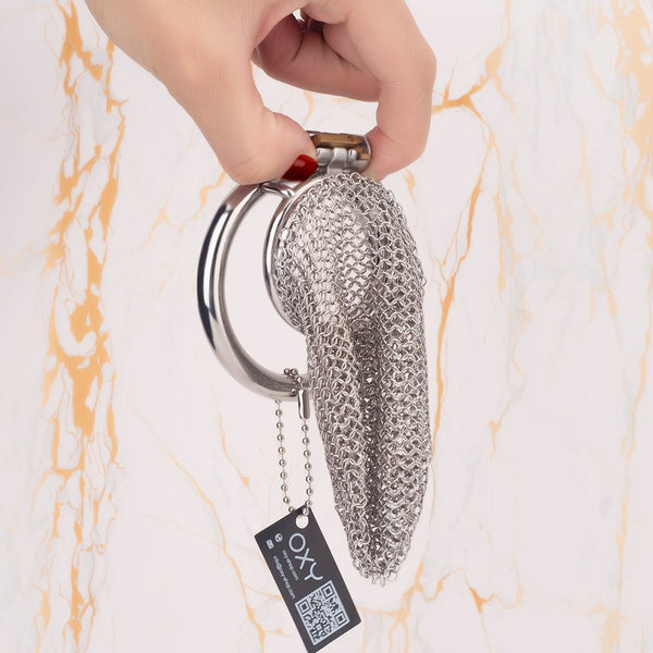 Lancelot Cock Cage ⚔️ Mesh Steel Chastity Cage