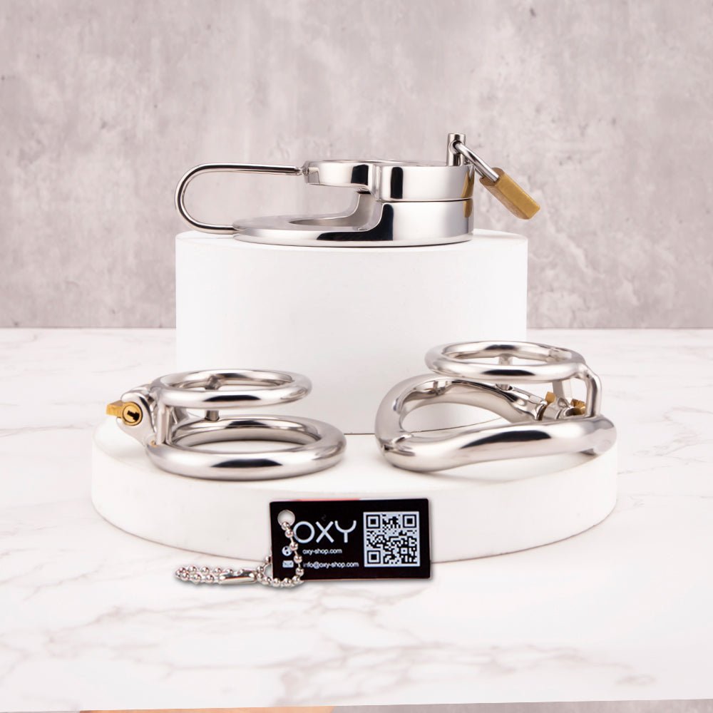 Chastity Training ring - Flat - Locking Double Cock ring - Oxy-shop