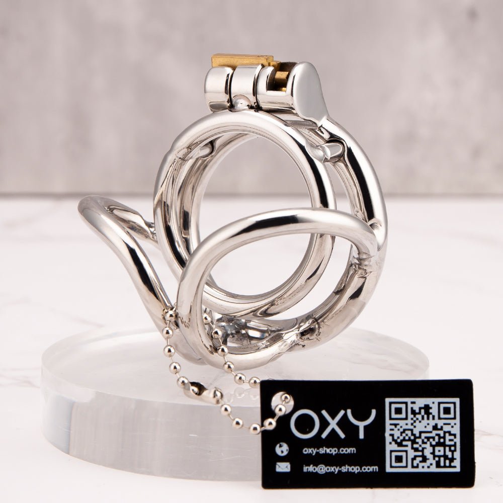 Chastity Training ring with Balls Support - Locking Double Cock ring - Oxy-shop