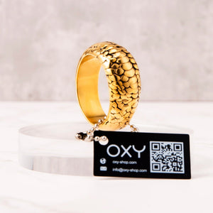 Dragon Scales Glans ring - Steel & 24K Gold - Oxy-shop