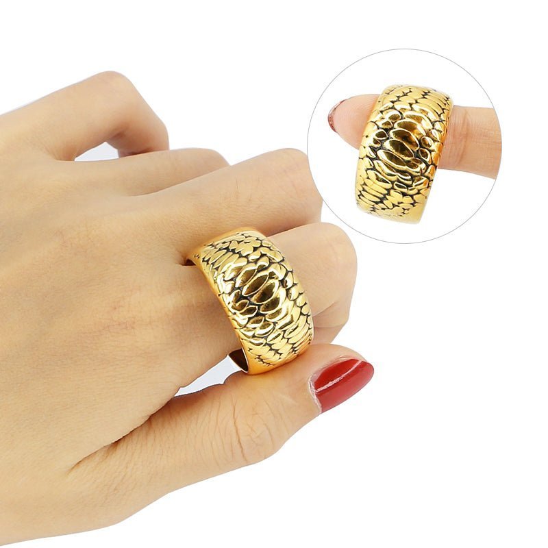 Dragon Scales Glans ring - Steel & 24K Gold - Oxy-shop