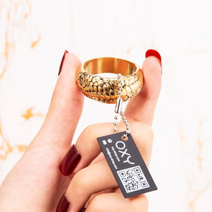 Dragon Scales Glans ring - Steel & 24K Gold - Oxy-shop