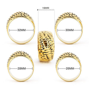 Dragon Scales Glans ring - Steel & 24K Gold - Oxy-shop
