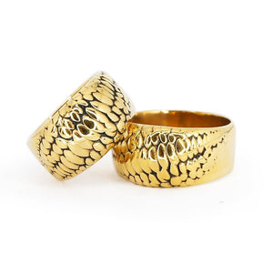 Dragon Scales Glans ring - Steel & 24K Gold - Oxy-shop