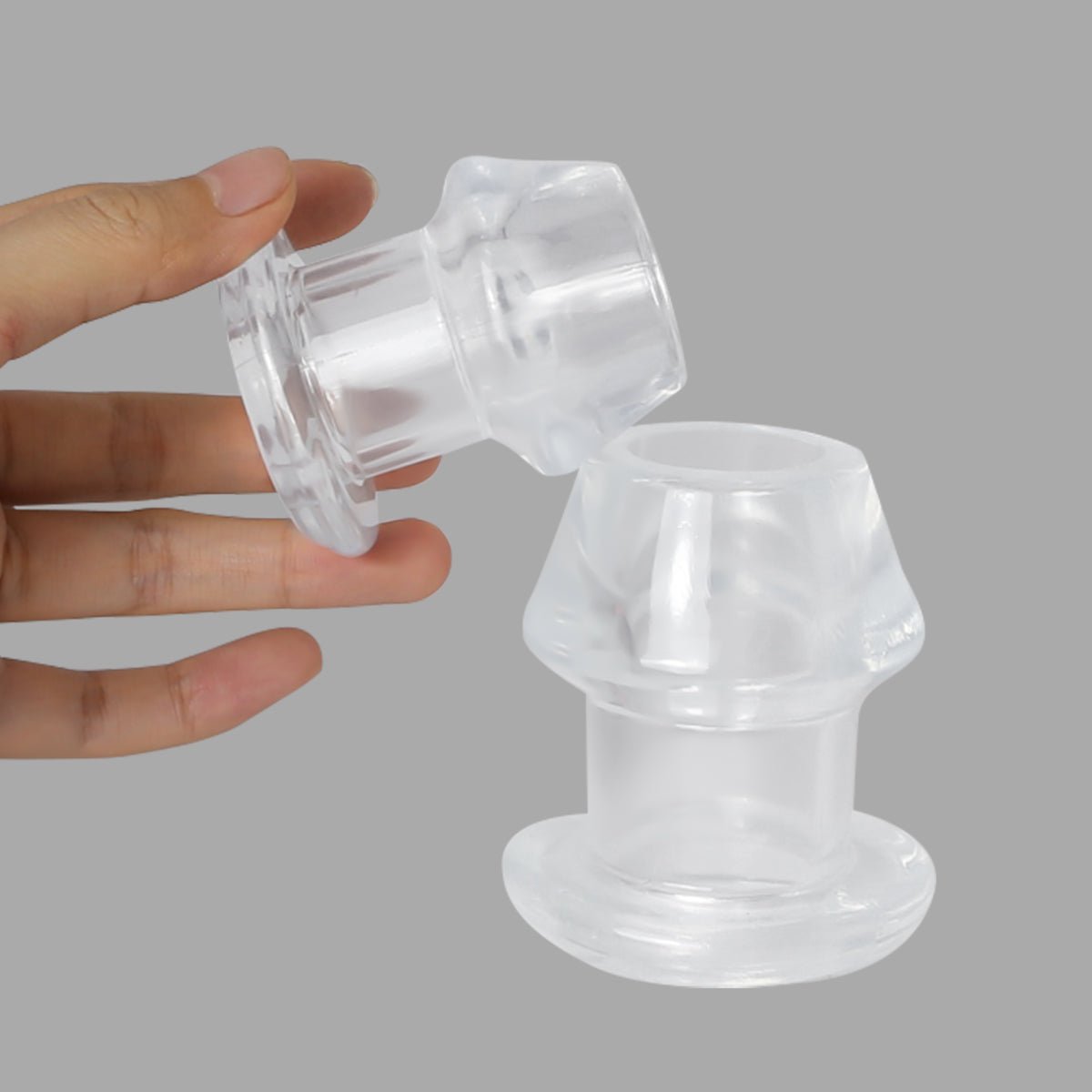 Huge Hollow Tunnel butt Plug - Black & Clear - Oxy-shop