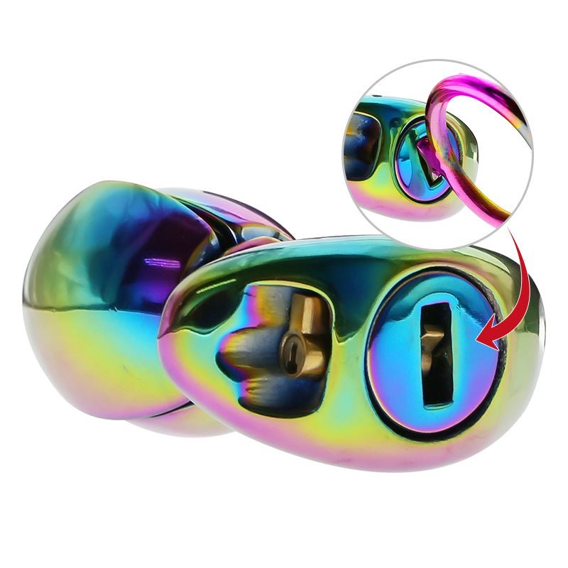 Rainbow Locking Butt Plug - Oxy-shop