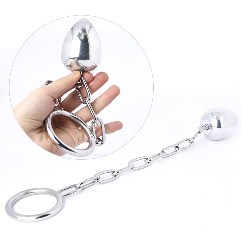 Plug anal con anillo para el pene encadenado Plug anal con anillo para el pene encadenado
