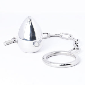 Steel Anal Plug + Chained Cock Ring - Oxy-shop