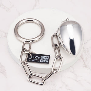 Steel Anal Plug + Chained Cock Ring - Oxy-shop