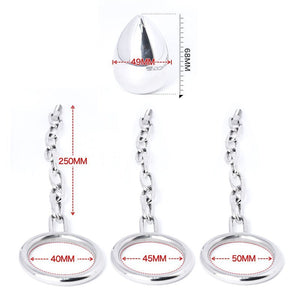Steel Anal Plug + Chained Cock Ring - Oxy-shop