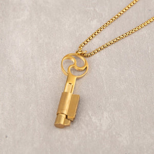 Triskelion Chastity Key Necklace - Gold & Steel - Oxy-shop