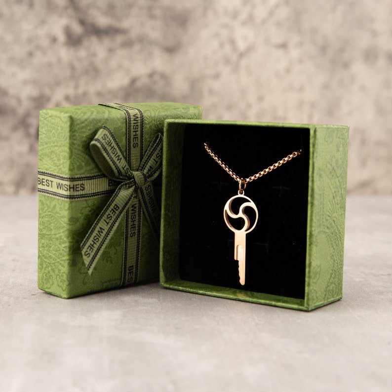 Triskelion Chastity Key Necklace - Gold & Steel - Oxy-shop