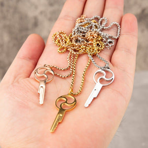 Triskelion Chastity Key Necklace - Gold & Steel - Oxy-shop